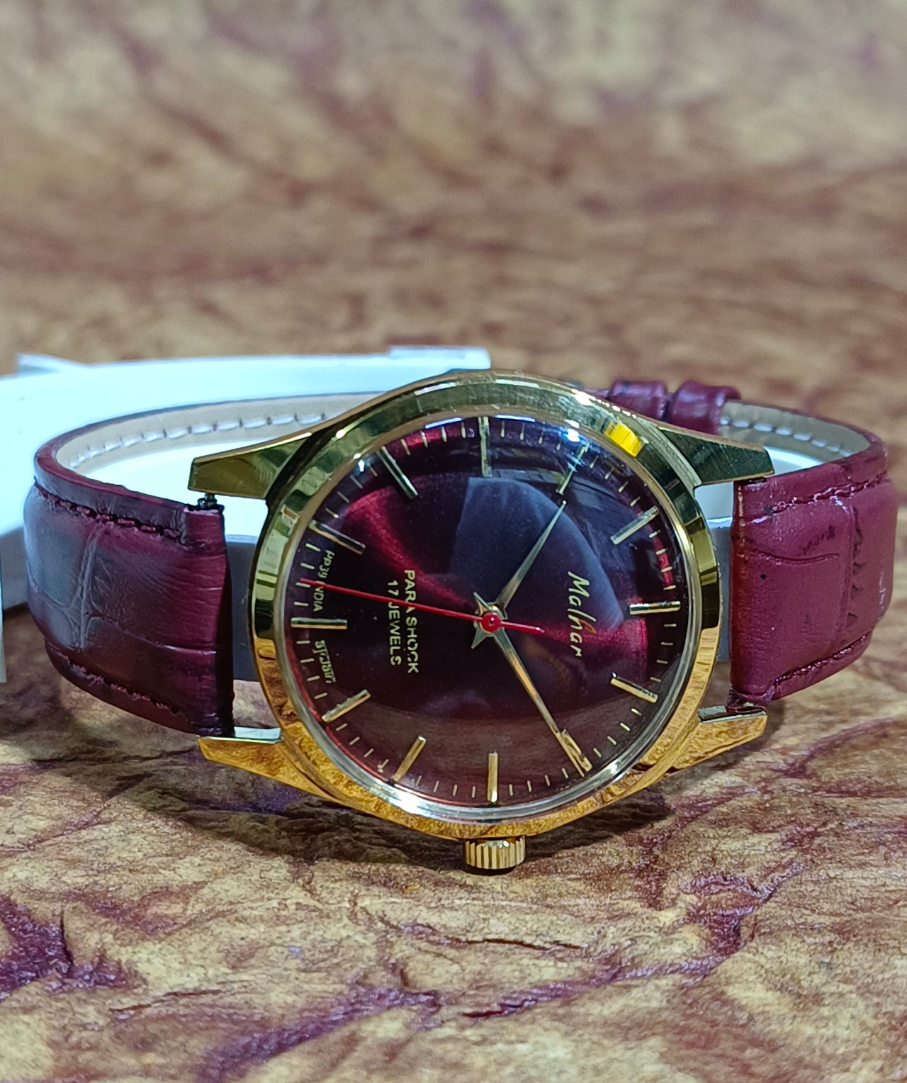 HMT Malhar Manual Wind Mechanical Men's Wristwatch Exhibition Back Vintage Geniune-Vintage-Watches