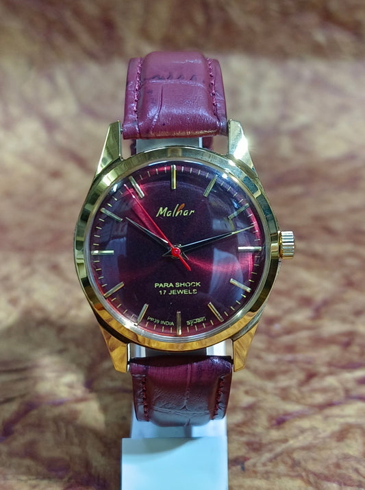 HMT Malhar Manual Wind Mechanical Men's Wristwatch Exhibition Back Vintage Geniune-Vintage-Watches