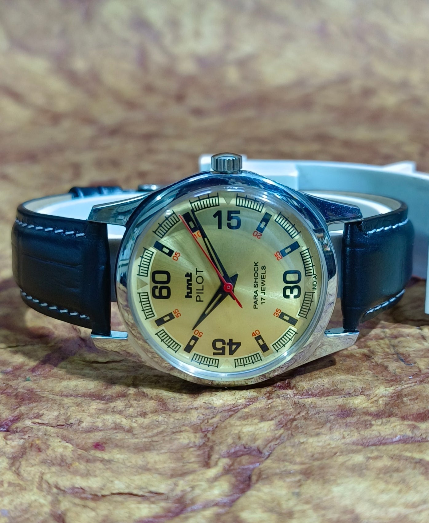 Vintage HMT Pilot Hand Wind Mechanical Wristwatch Stainless Steel Exhibition Back Geniune-Vintage-Watches