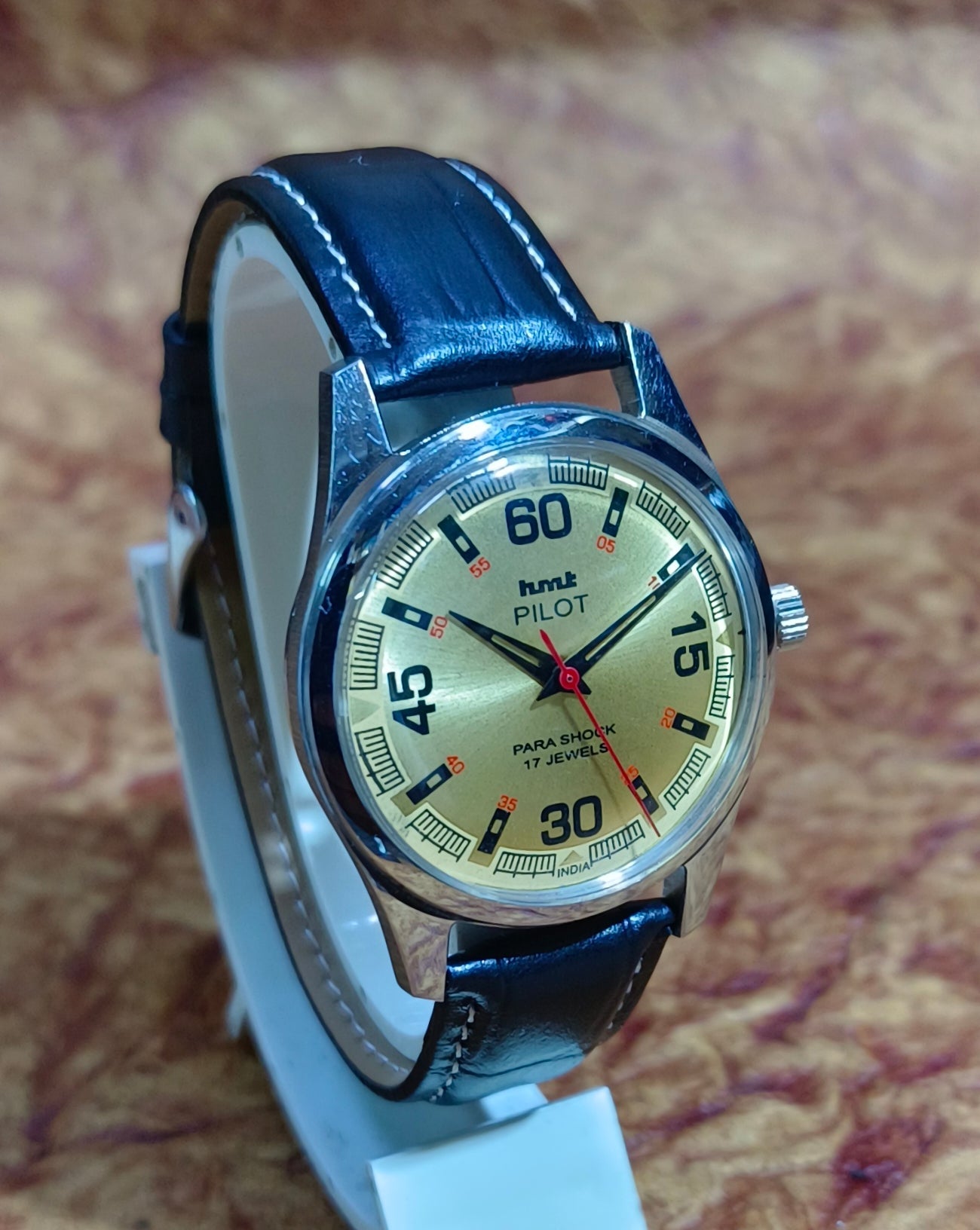 Vintage HMT Pilot Hand Wind Mechanical Wristwatch Stainless Steel Exhibition Back Geniune-Vintage-Watches