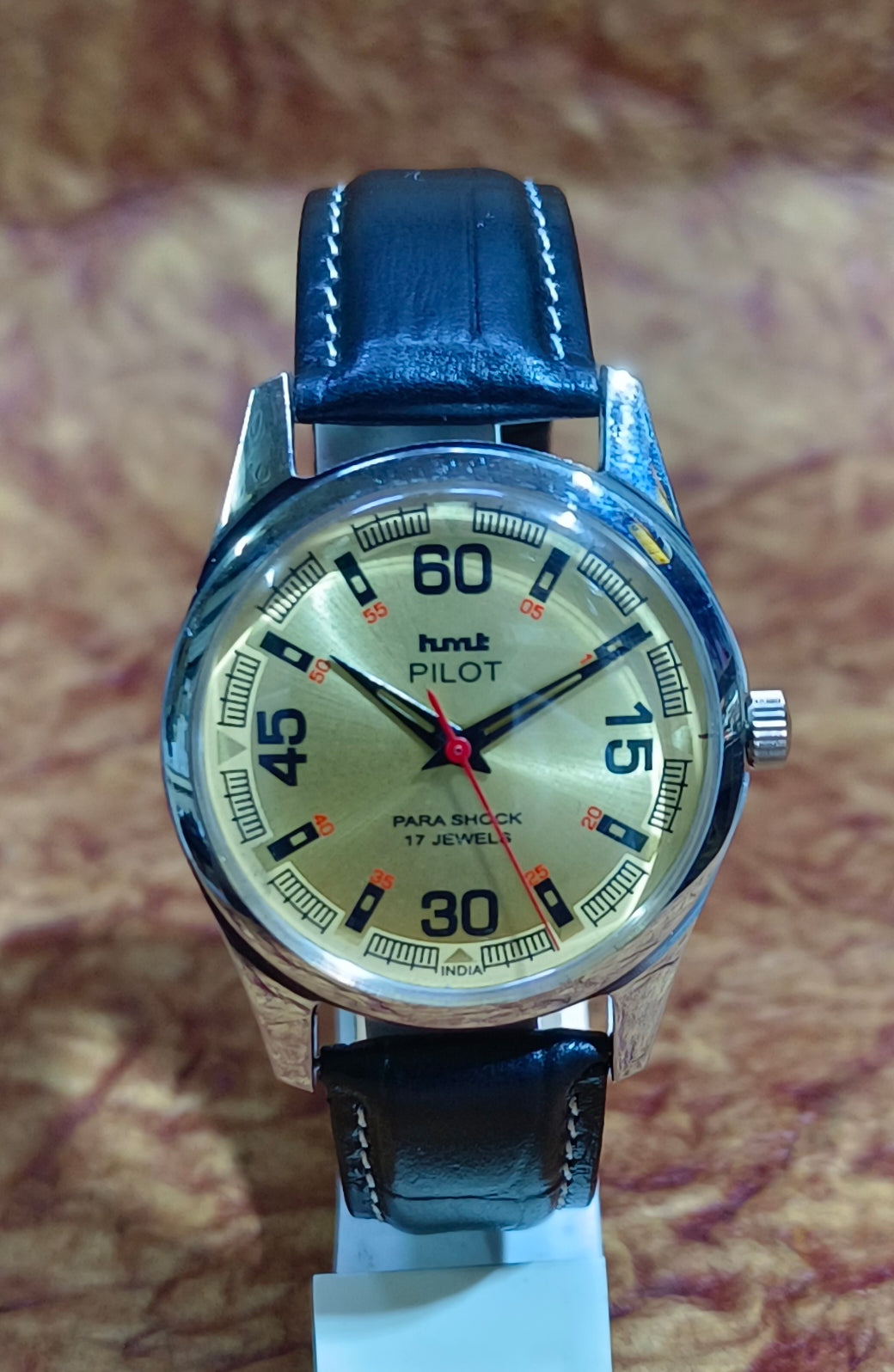 Vintage HMT Pilot Hand Wind Mechanical Wristwatch Stainless Steel Exhibition Back Geniune-Vintage-Watches