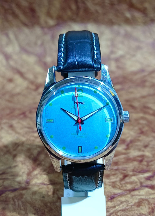 HMT Pilot Mechanical Hand Winding Watch Stainless Steel See-Through Case Back Geniune-Vintage-Watches