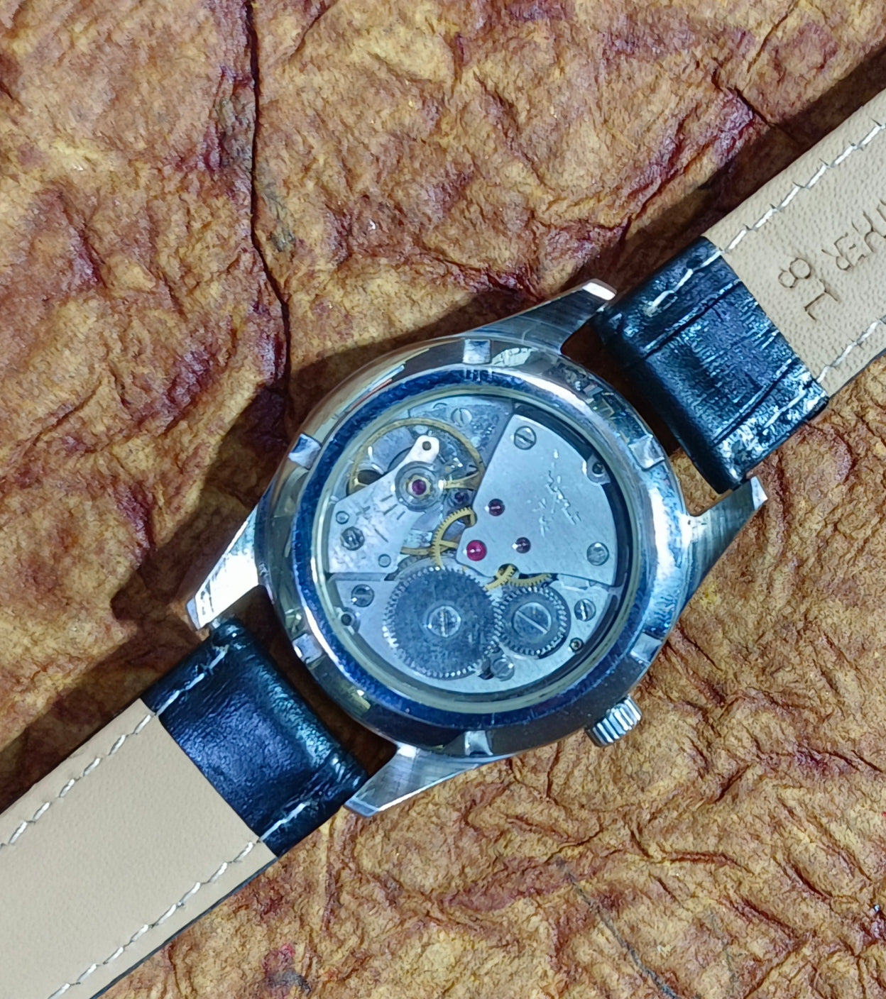 HMT Pilot Mechanical Hand Winding Watch Stainless Steel See-Through Case Back Geniune-Vintage-Watches
