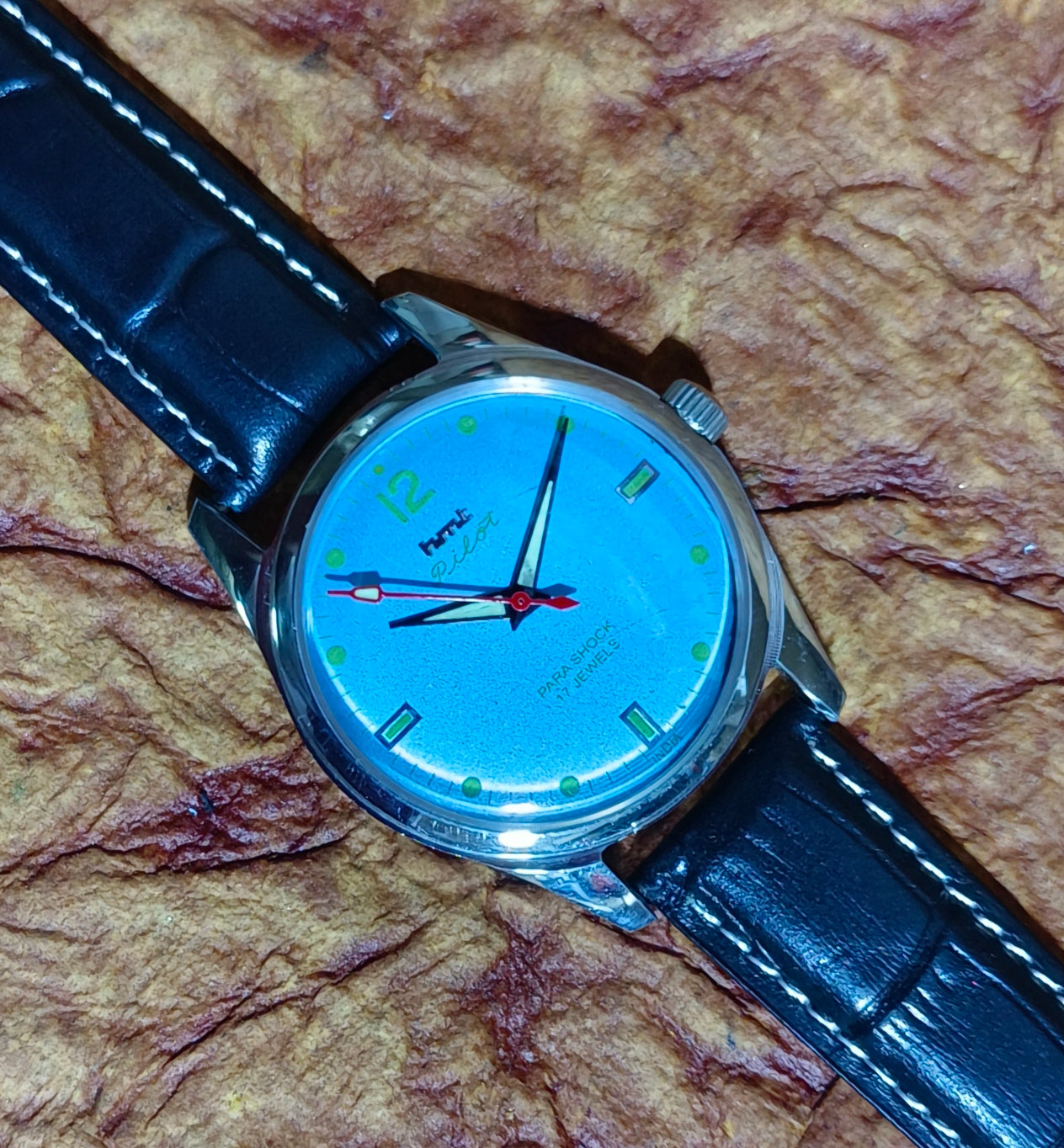 HMT Pilot Mechanical Hand Winding Watch Stainless Steel See-Through Case Back Geniune-Vintage-Watches