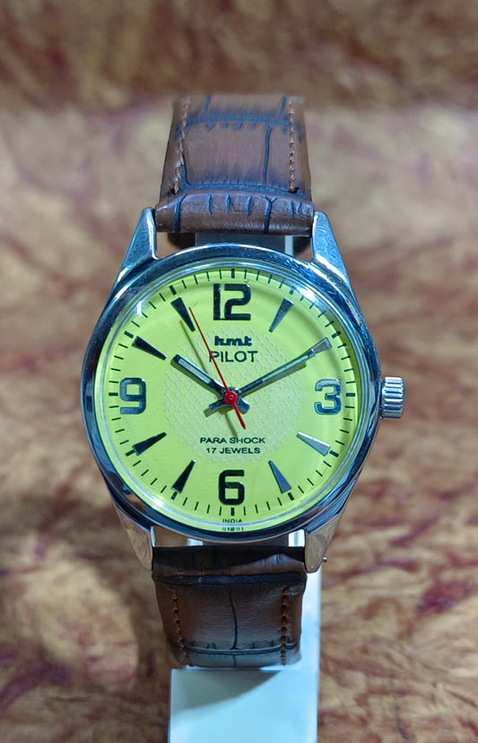 HMT Pilot Vintage Mechanical Hand Wind Watch Stainless Steel Men's Wristwatch Geniune-Vintage-Watches