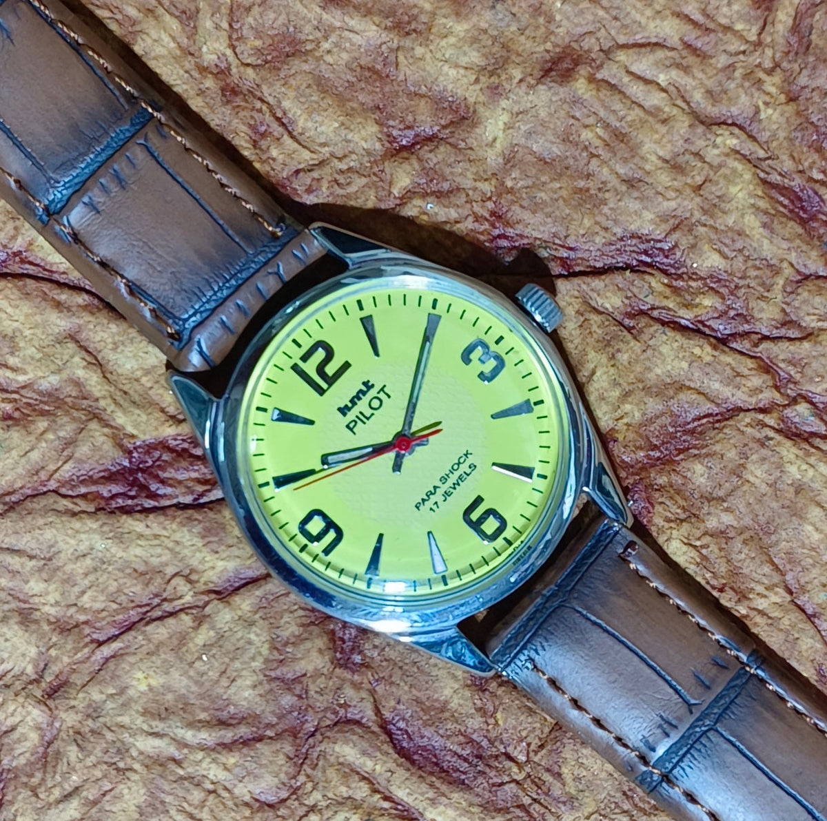 HMT Pilot Vintage Mechanical Hand Wind Watch Stainless Steel Men's Wristwatch Geniune-Vintage-Watches