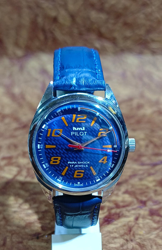 Vintage HMT Pilot Mechanical Wristwatch Stainless case Blue Dial Men's Watch Geniune-Vintage-Watches