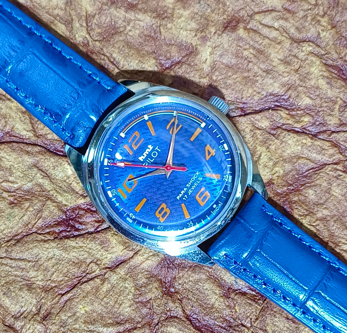 Vintage HMT Pilot Mechanical Wristwatch Stainless case Blue Dial Men's Watch Geniune-Vintage-Watches